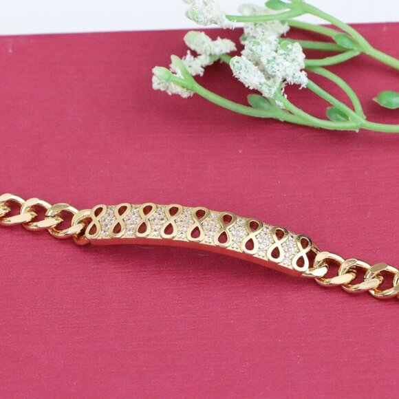 "Elegant Infinity Pattern Rose Gold Bracelet with Sparkling CZ Stones, XPBL0965 - Picture 11 of 12